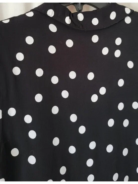 On 34th Dress B/W Polka Dots Sz 12 wrap front whimsigoth Romantic Gothic Indie - Picture 5 of 16